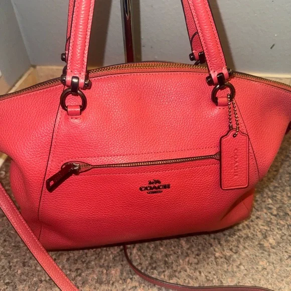 Coach rare pink Leather shoulder bag with Crossbody strap EUC - Picture 1 of 7
